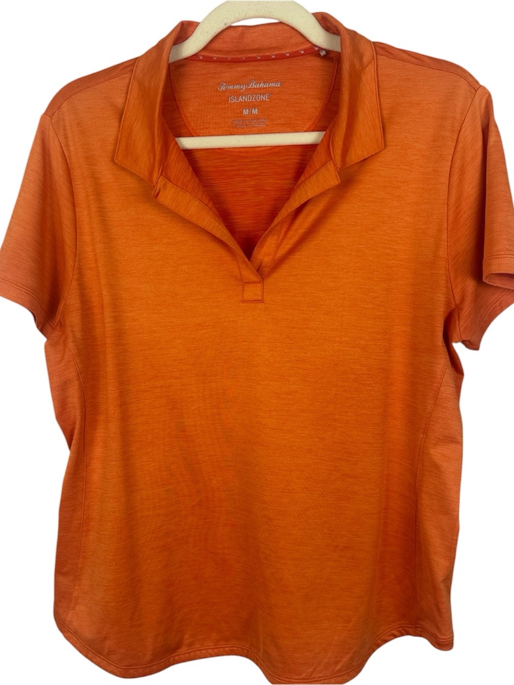 Tommy Bahama IslandZone Orange Heathered V-Neck Polo Top Medium